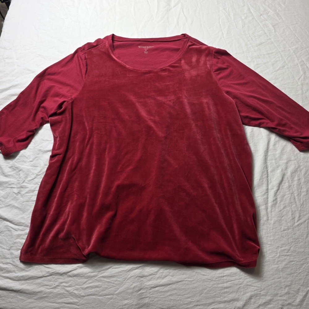 Woman Within women's Shirt Pink Velvet Pullover 2x 26 28